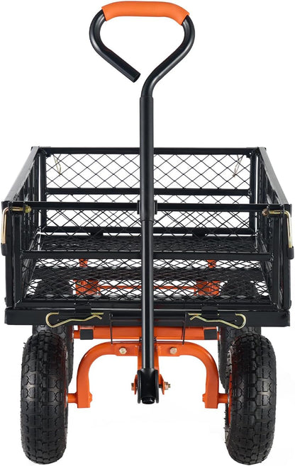 VEVOR Garden trolley made of metal with easy to assemble frame, tilting handcart with reversible 2-in-1 handle, multifunctional wheelbarrow with 180 kg load capacity, 25.5 cm tyres