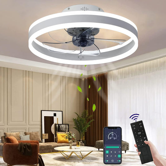 Wildcat plafondventilator met verlichting, stille moderne LED met afstandsbediening Timer ventilator plafondlamp ventilatorlicht voor woonkamer slaapkamer eetkamer (Wit, 50CM)