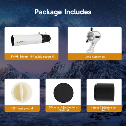 Guide Scope – Leidkijker – Mini Telescope – Autoguiding Lens – Achromatische Refractor – 50mm Lensdiameter – Dubbele Spiraalvormige Focuser