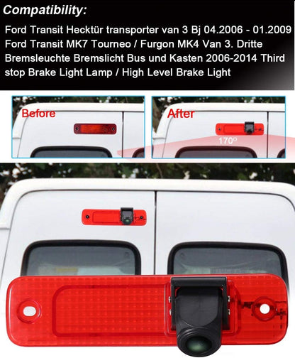 「Achteruitrijcamera, transportster + 7 inch TFT LCD-beeldscherm, monitor: remlicht auto dak achteruitrijcamera voor Ford Transit achterdeur, Transporter Van 3 bouwjaar 04.2006-01.2009/Transit MK7 Tourneo/Furgon MK4