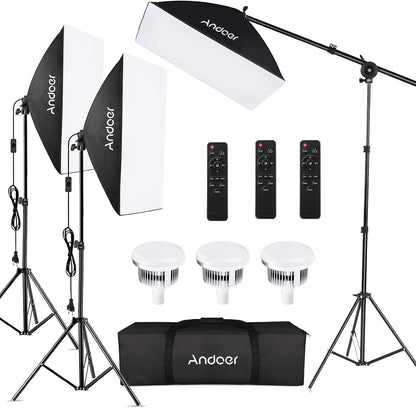 Softbox-verlichtingsset 3-delig – Fotostudio Kit – Fotolichtset – Studiolicht – Continu Licht – 85 W Dimbare Tweekleurige LED-lampen 2800K-5700K – 50 x 70 cm Softboxen met Afstandsbediening en Verstelbare Statieven