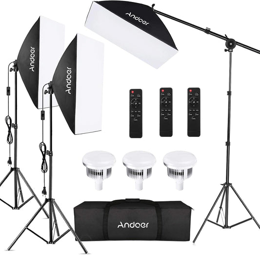 Softbox-verlichtingsset 3-delig – Fotostudio Kit – Fotolichtset – Studiolicht – Continu Licht – 85 W Dimbare Tweekleurige LED-lampen 2800K-5700K – 50 x 70 cm Softboxen met Afstandsbediening en Verstelbare Statieven