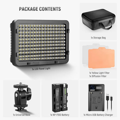 176 LED-Videolamp – Videolicht – LED-Paneel – Daglichtlamp – Fotolamp – Dimbaar 10-100% – Inclusief 2200 mAh Li-Ion Batterij