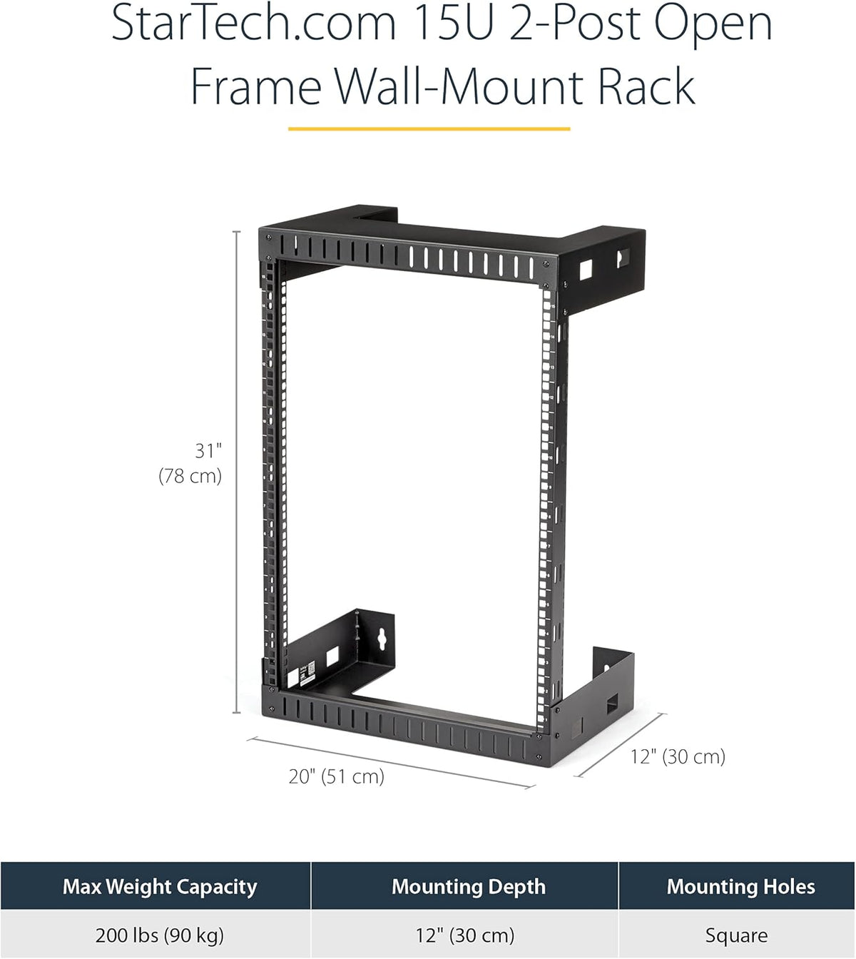 Wandmontage Serverrack 15U – Wandrack – Netwerkrack – Patchkast – 19 Inch Rack – Open Frame – 30 Cm Diep, 90 Kg Draagvermogen