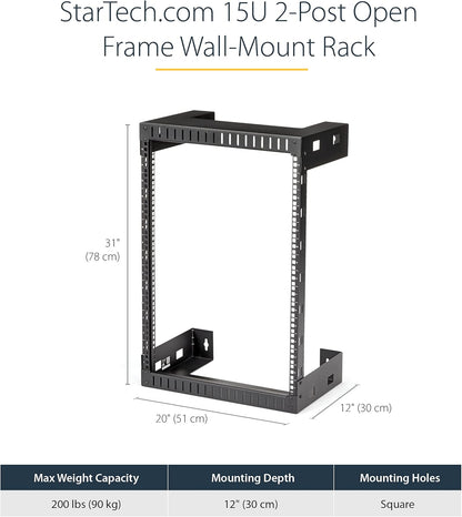Wandmontage Serverrack 15U – Wandrack – Netwerkrack – Patchkast – 19 Inch Rack – Open Frame – 30 Cm Diep, 90 Kg Draagvermogen