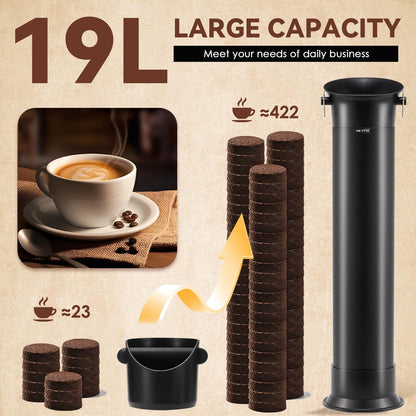 Koffieprut opvangbak – Koffiedik container – Knockbox – Barista afvalbak – Espressoprut bin – 19 Liter inhoud – Robuust rubberen staal