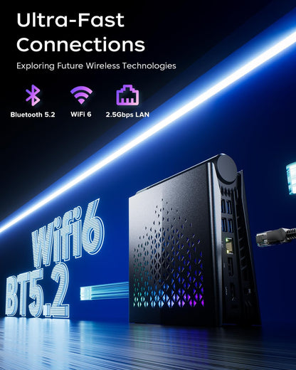 S3A Mini-pc, 32 GB, DDR5, 4800 MHz, 1 TB NVME PCIe3.0 SSD, AMD Ryzen 7 8745HS (tot 4,9 GHz) Radeon 780M, micro-desktopcomputer voor business/kantoor/gaming, instelbaar in 3 modi, wifi 6, 2,5 G LAN