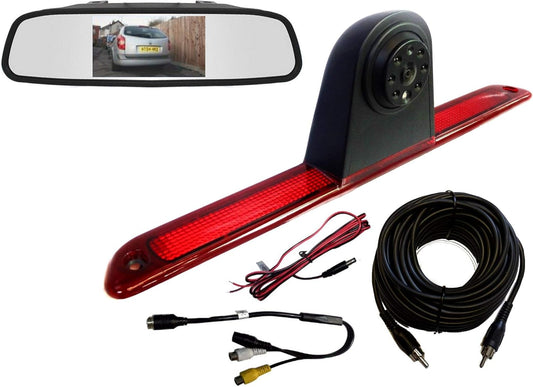 Dolfijn Automotive Achterste Hoge Niveau Remlicht Omkeercamera voor Mercedes Benz Sprinter 2007-2018 & VW Crafter Van 2007-2015, Camera & 4.3" Mirror Monitor