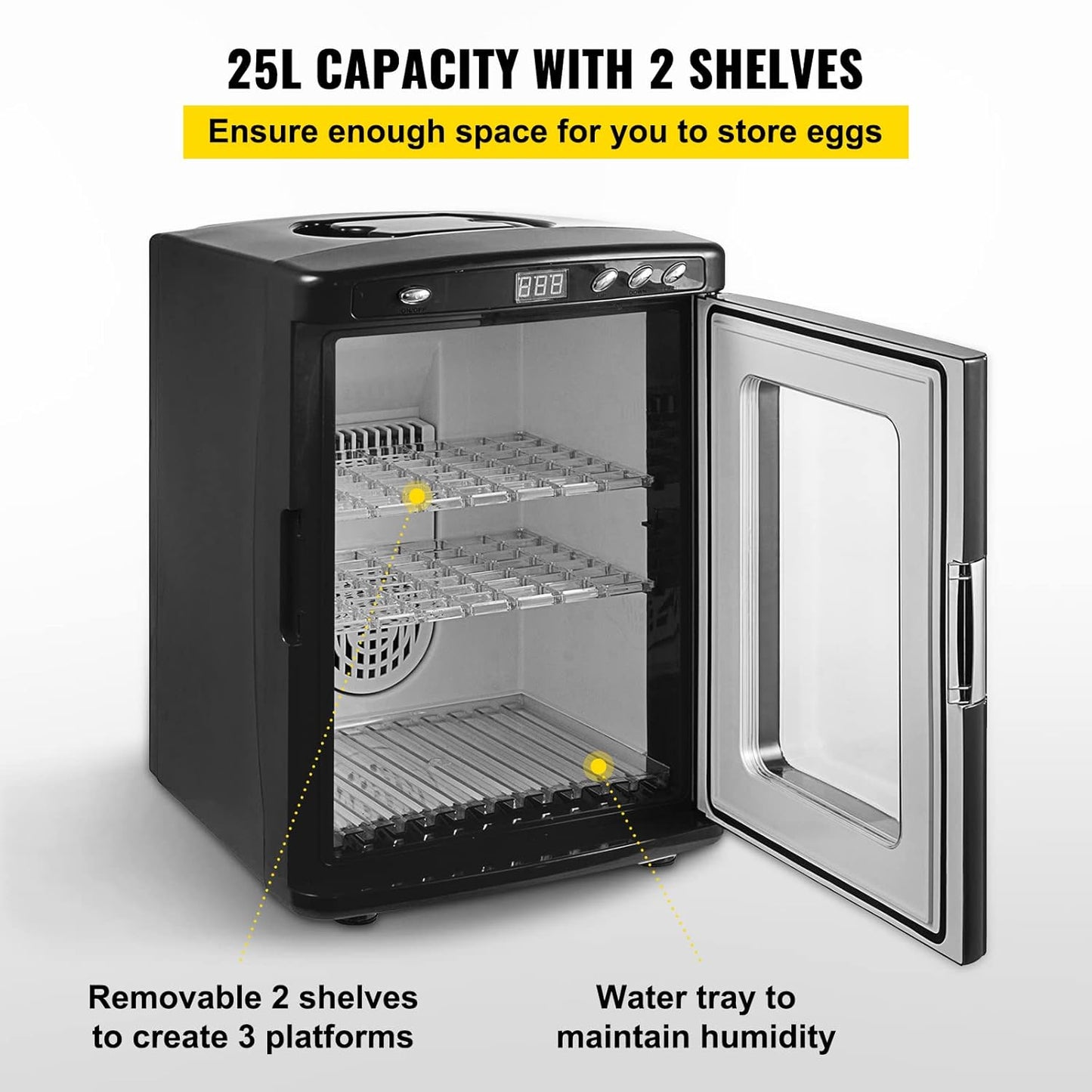 Incubator 5°-60 °C (36-140 °F), 25 l, automatische broedmachine met constante temperatuur voor reptielen of amfibieën