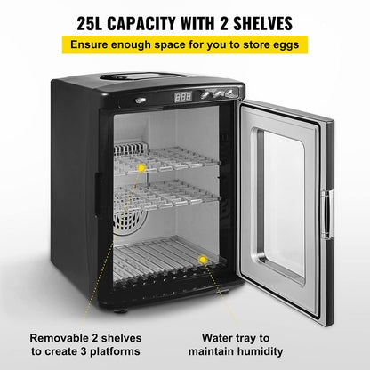 Incubator 5°-60 °C (36-140 °F), 25 l, automatische broedmachine met constante temperatuur voor reptielen of amfibieën
