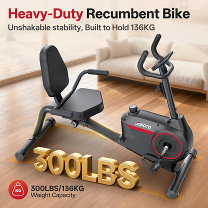 JOROTO JH30/JH30PRO Ligfiets voor Thuis, Bluetooth Magnetische Ligergometer, Hometrainer voor Senioren met 136KG Gewichtscapaciteit, LCD Scherm, Verstelbare Zitting voor Cardiotraining