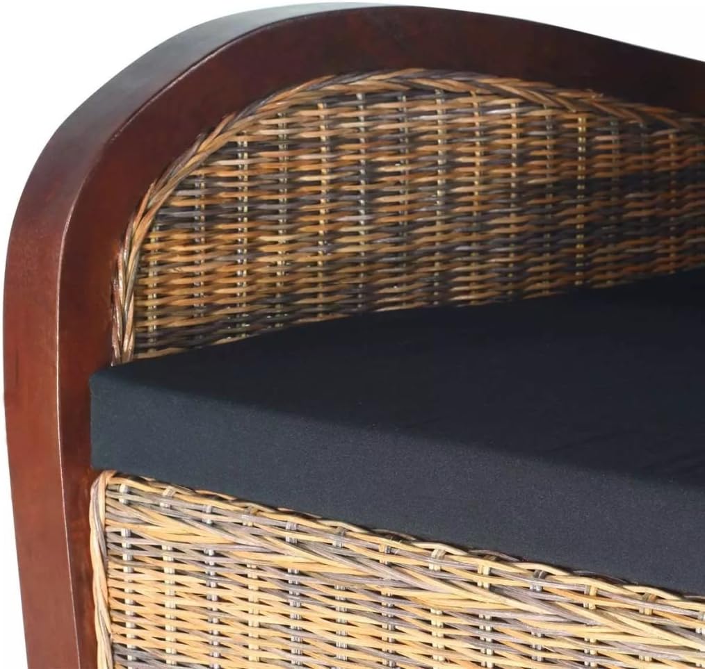 Tidyard Natural Rattan, Hand Braided Mango Wood Garden Chair Rattan Outdoor Rattan Chair Rattan Chair Rattan Lounge Chair Rattan 69 x 66 x 79 cm - QUORE