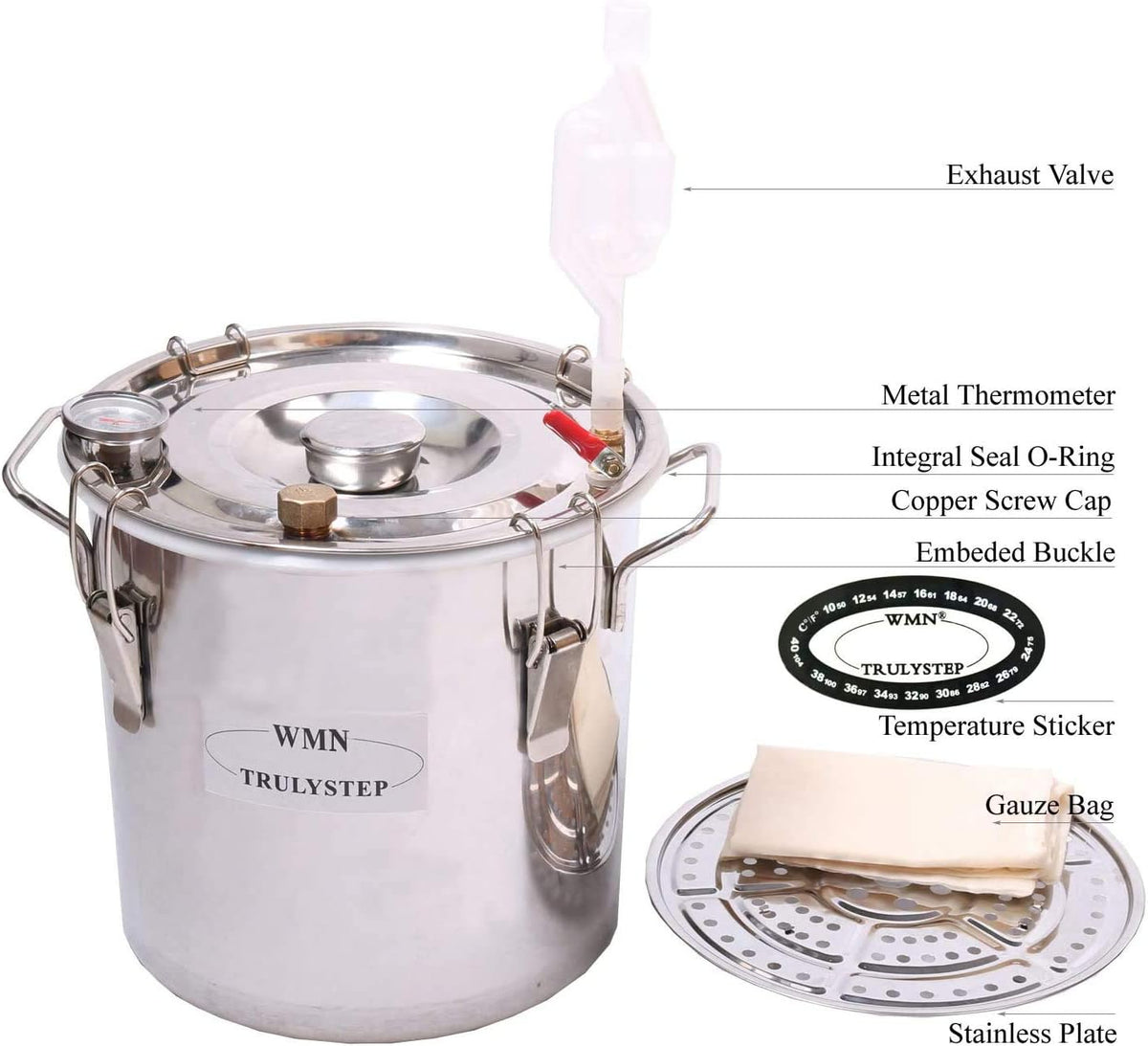 Distilleerset – Alcohol Still – Moonshine Ketel – Wijnmakerij Kit – Fermentatieset – Roestvrijstaal – 12 Liter Inhoud – Ingebouwde Thermometer - QUORE
