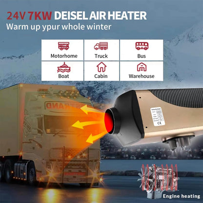 Standverwarming Diesel 7kW 24V – Dieselverwarming – Luchtverwarming – Waterverwarming – Motorvoorverwarming – Met LCD-Display – Automatische Temperatuurregeling