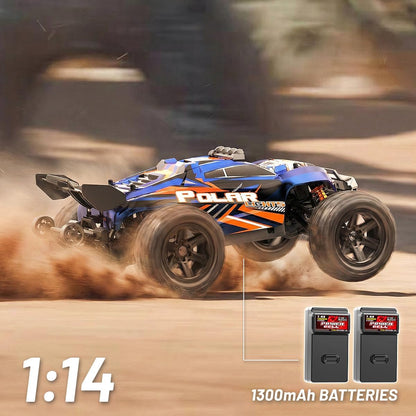 Op Afstand Bestuurbare Auto 1:14 – RC Auto – Monstertruck – 4WD Auto – Offroad Auto – Snelle 4WD RC Auto 40 km/u – Waterdicht met 2 Oplaadbare 1300mAh Batterijen
