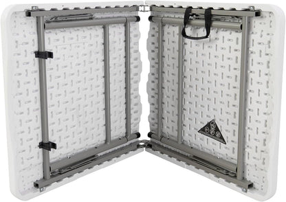 Klaptafel in hoogte verstelbaar van 122 x 60 x 50-74 cm en set met 4 klapstoelen van 51 x 45 x 85,5 cm, ideaal voor buiten