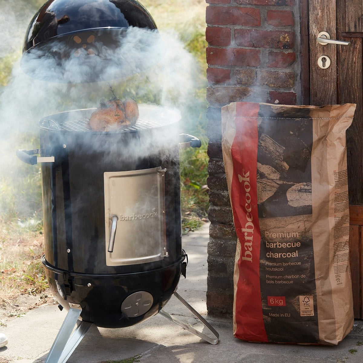 Barbecook rookoven Oskar M uit email zwart 44cm 54x61x112cm