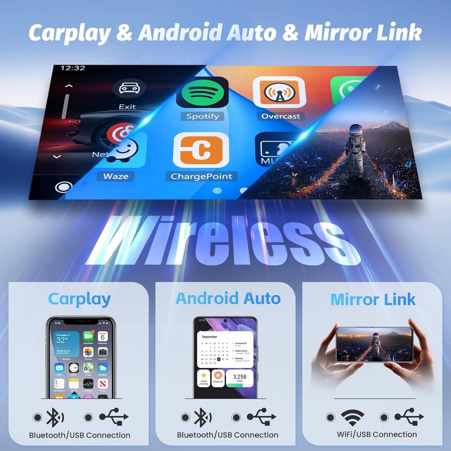Autoradio – Auto Radio – Multimedia Radio – 2DIN Radio – Navigatiesysteem – Android 13 – 7" Touchscreen – Draadloze CarPlay & Android Auto