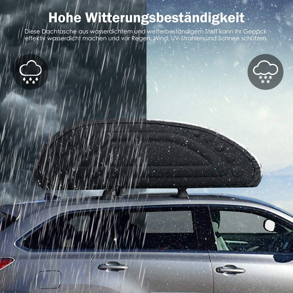 FANTASK Autodakkoffer, 400 liter, dakkoffer met transportbanden, daktas, bagagetas, bagagebox, zwart
