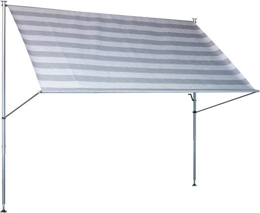 Angerer Freizeitmöbel GmbH Klemluifel Premium - luifel voor zonwering - montage zonder boren en pluggen - ideale balkonluifel voor huurwoningen (lichtgrijs gestreept, 400 cm)