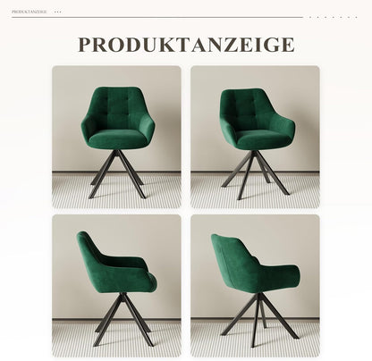 COLAMY Draaibare eetkamerstoelen, set van 2, eetkamerstoelen, draaibaar, met armleuning, draaibare armleuning, met rugleuning, voor eetkamer, stoelen van zachte poolstof met metalen frame voor keuken