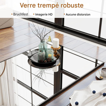 Koonmi 89 x 198 cm grote staande spiegel, robuuste full-body spiegel met minimalistisch smal aluminium frame, moderne grote wandspiegel, staand of hangend voor woonkamer en slaapkamer, zwart