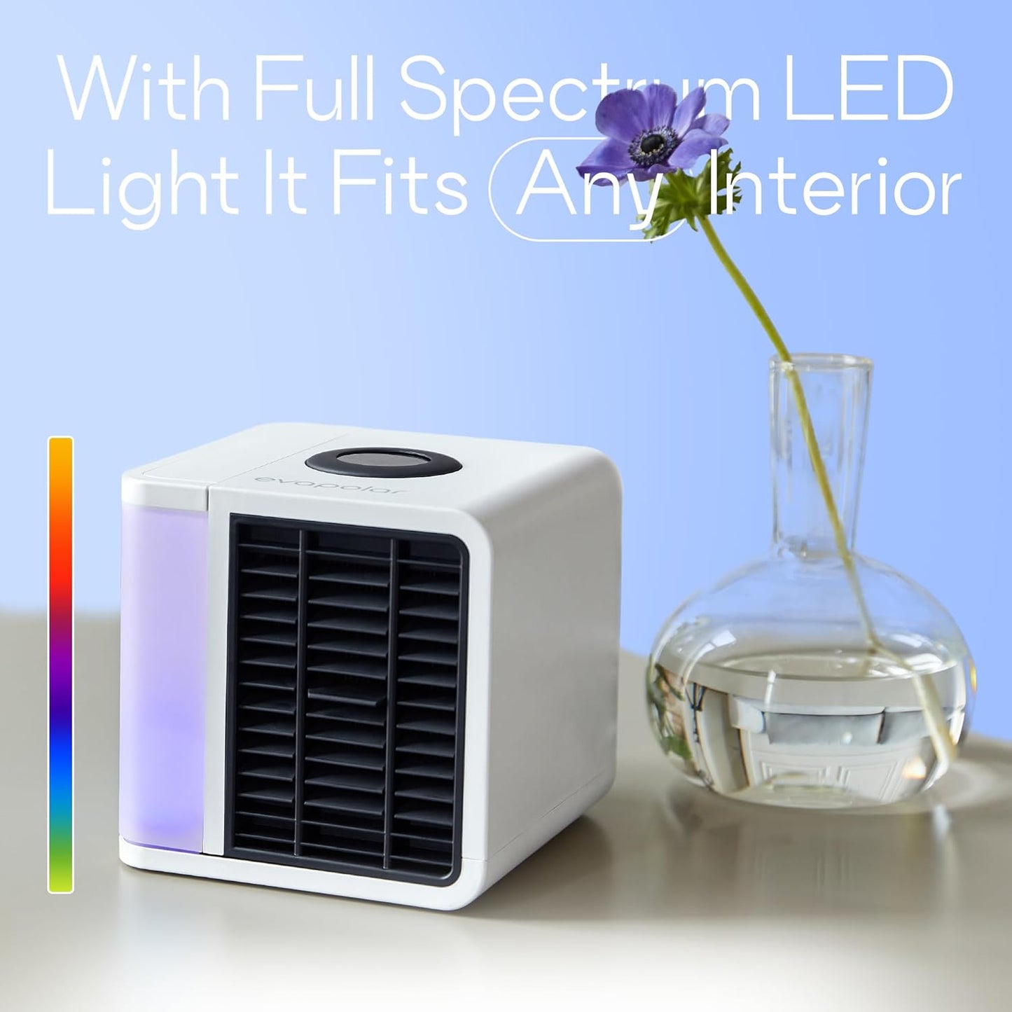 Evapolar evaLIGHT Plus Luftkühler & Luftbefeuchter - Tragbarer Kühl-Ventilator mit Vollspektrum-LED-Hintergrundbeleuchtung - Flüsterleise, einfach zu bedienen, stilvoll, effizient (Zwart)