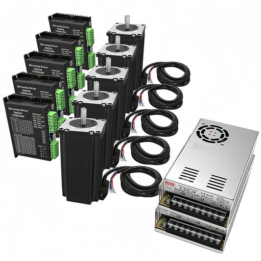 CNC Controller Kit 5 assen met Nema 23 stappenmotor 3Nm 425 oz.in 3A, DM556 stappenmotordriver, 350 W voeding, USB Mach3 besturingskaart, CNC-kit voor machine-graveermachine