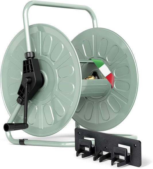 LIVLIG Slanghaspel, metalen slanghaspel tot 50 meter, 1/2 inch tuinslang, slanghouder voor wandmontage, groen