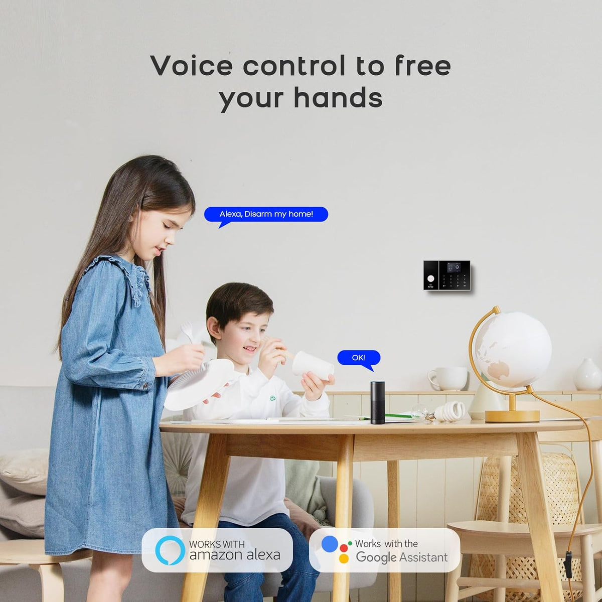 22-delige draadloze/WiFi-thuisanti-diefstalkit met bewakingscamera 200 MP, alarmsysteem met touchpad en 2,4-inch TFT-kleurenscherm, op batterijen, draadloos en bekabeld