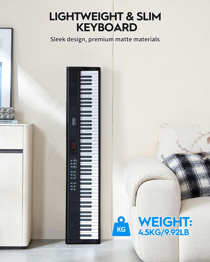 Digitale piano – Elektrische piano – Keyboard – Piano – 88 full-size toetsen – Semi-gewogen en aanslaggevoelig – Inclusief sustainpedaal en hoofdtelefoon