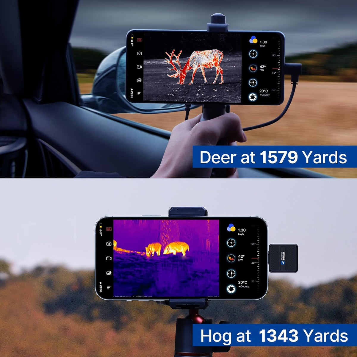 Warmtebeeldcamera voor Phones T2 Pro warmtebeeld-monoculair voor jacht 1579 yards 15 x zoom warmtebeeldverrekijker met tactische handgreep en Scope Mount (T2 Pro-Android)