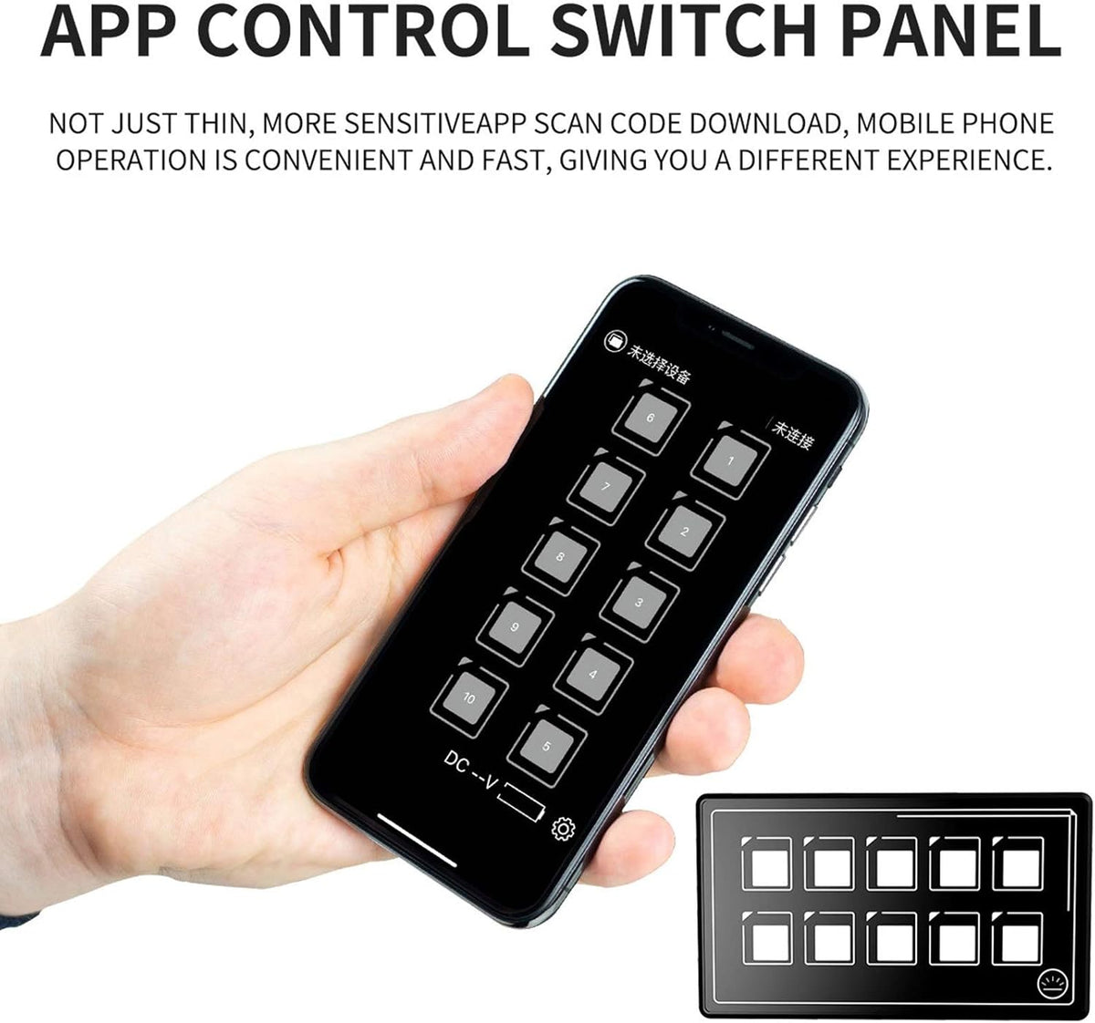 KIMISS Toutch-schakelpaneel, 10P-membraanbediening Schakelpaneel Bluetooth APP-bediening met Achtergrondverlichtingsmodule LED-aanraking Ingebouwde PPTC voor RV-boot
