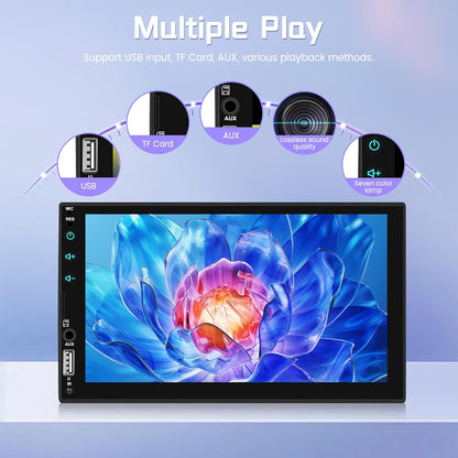 DAB/DAB+ dubbele DIN-autoradio met draadloze Carplay Android Auto Mirror Link, 7-inch touchscreen, 2-DIN-autoradio met Bluetooth, FM EQ, USB/AUX/SWC achteruitrijcamera