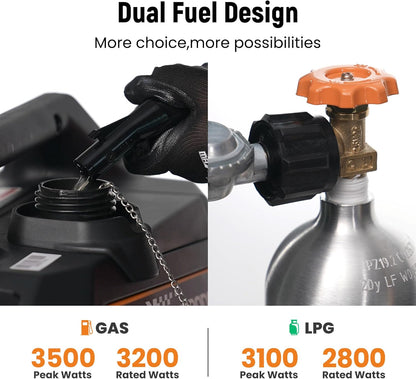 maXpeedingrods Elektrogene groep, stil, LPG en benzine, 3500 W, inverter, generator met USB-stopcontacten en 230 V, generator voor camping, auto, caravans, tuin