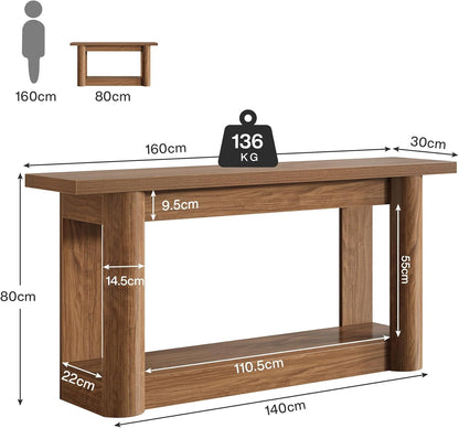 Tribesigns Console Table, Narrow Hallway Table, Long Sofa Table Behind the Sofa, 2-Step Entrance Table, Side Table for Hallway, Entrance, Living Room, Rustic Brown