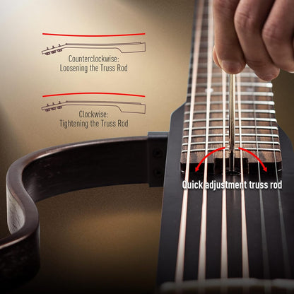 SONICAKE QGT-01 Elektrische akoestische gitaar, draagbare behuizing van massief mahonie, eenvoudig te monteren frame, multi-corpus vorm, sim-preamp, Gigbag en accessoires
