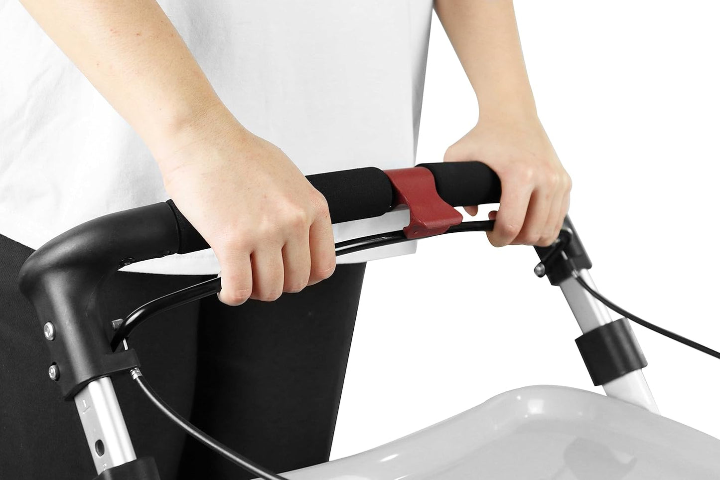 KMINA KMINA Pro Rollator, 4-wielig, opvouwbaar, licht, voor volwassenen, binnen en buiten, hoge mand, smal in hoogte, zwart