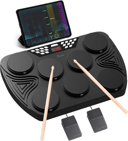 Elektronisch Drumstel – Elektronische Drumkit – Digitale Trommelset – Oprolbaar Drumpad – 7 Drumpads En 2 Pedalen, LCD-Display Met Ingebouwde Luidsprekers