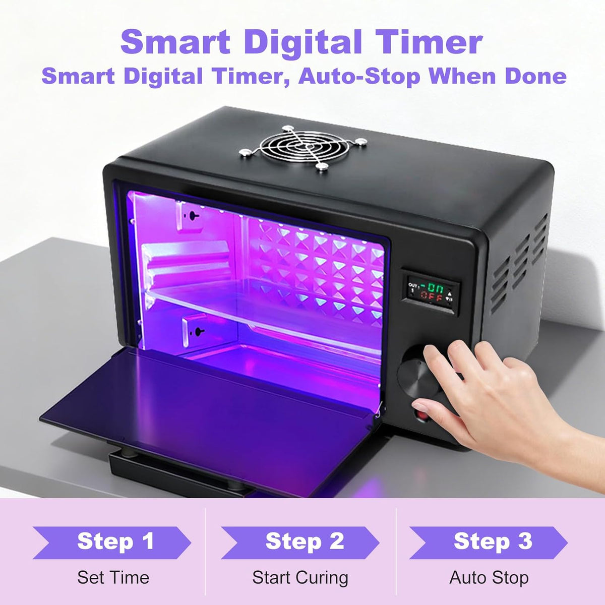 80 W uv-hars uithardingsmachine, met timer- en verwarmingsfunctie, geschikt voor snel uitharden van 3D-printhars, uv-lijm, drukinkt, luchtgekoeld hardingsapparaat (32,5 x 18 x 19,5 cm)