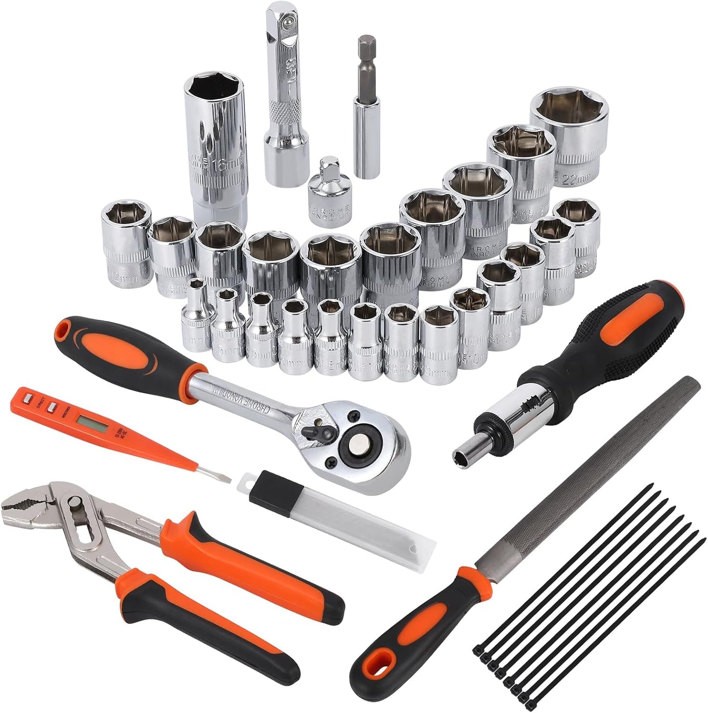 Garvee 236-delige gereedschapsset, Auto Reparatie Tool Combinatie Pakket, Socket Wrench Mixed Tool Set Hand Tool Kit met Plastic Toolbox Opbergkoffer, Complete Huishoudelijke Gereedschapskist met