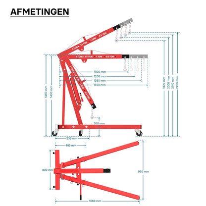 Engine block valve workshop crane gearbox motor hoist crane 2000 kg collapsible