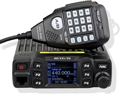 Retevis RT95 Mini Dubbele Band Mobiele Radio 25W 200 Kanalen Amateur Radio DTMF 5Tone Walkie Talkie Car Transceiver met Programmeerkabel (Zwart)