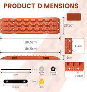Zandplaten - Bandenladder - Autoaanhanger - Set van 2 - Tractiemat - Gripmat - Offroad-Accessoires - Recovery Board - Tractiehulp - Oprijwiggen - voor Zand - Modder - Sneeuw - 103 x 27 x 5,5 cm - Oranje