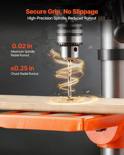 VEVOR Tafelkolomboormachine 254 mm, nominaal vermogen 400 W, variabele snelheid, stabiel met laser en led-werklicht, tafelboormachine voor hout- en metaalbewerking
