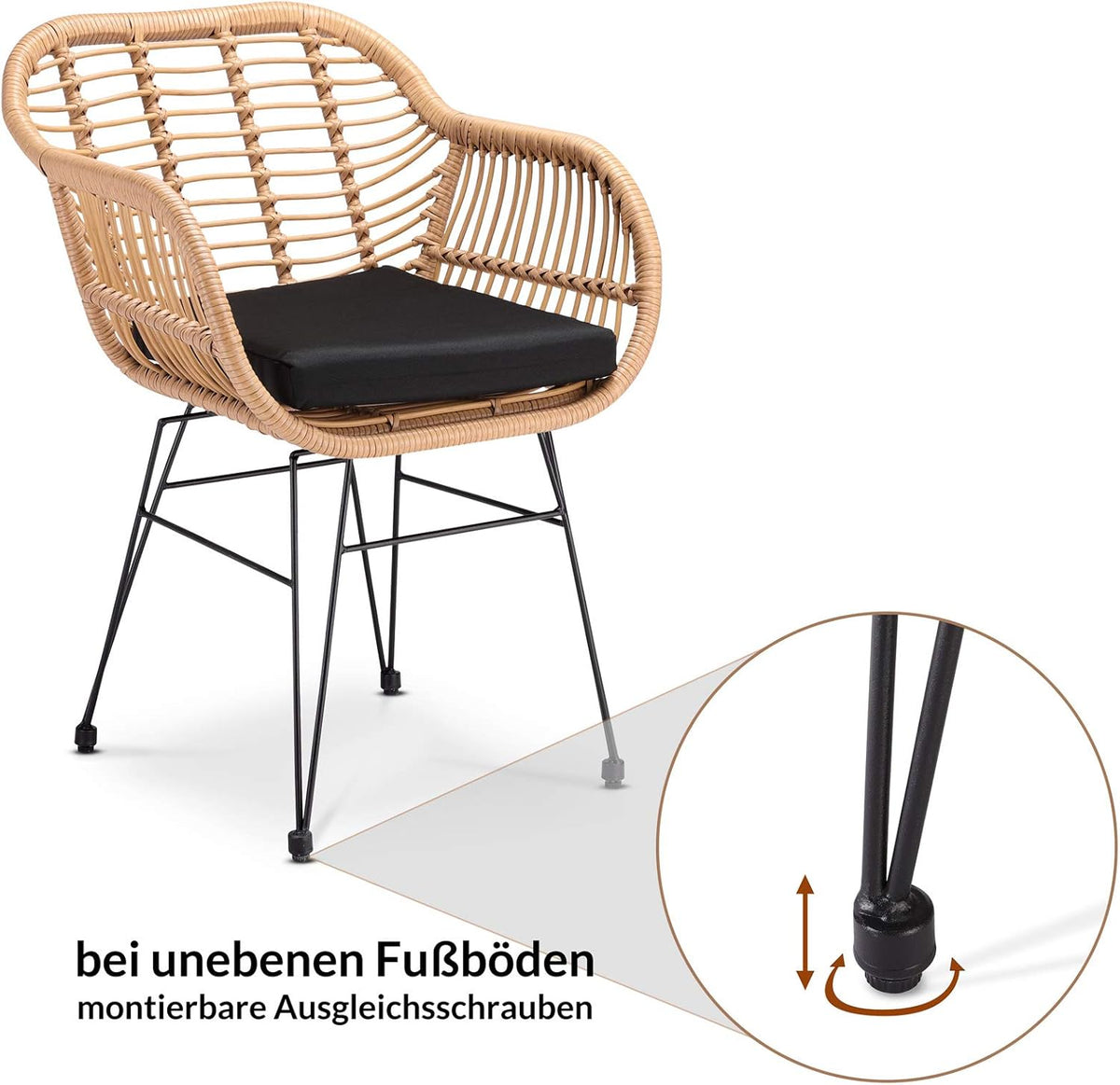 Casaria Tub chair Bali with cushion - 2 pieces - polyrattan - garden chair - QUORE