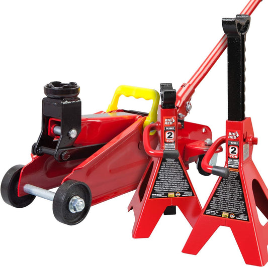BIG RED Torin Hydraulische trolley vloerkrik, combo met 2 krikstandaards, 2 ton capaciteit (T82001)