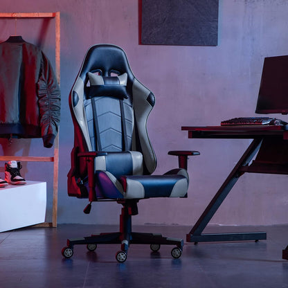 IntimaTe WM Heart Gaming stoel, ergonomische bureaustoel, verstelbare bureaustoelen, verstelbare racestoelen, pc-gamingstoel met hoge rugleuning met armen en rugsteun,52 * 54 * 14,Grijs