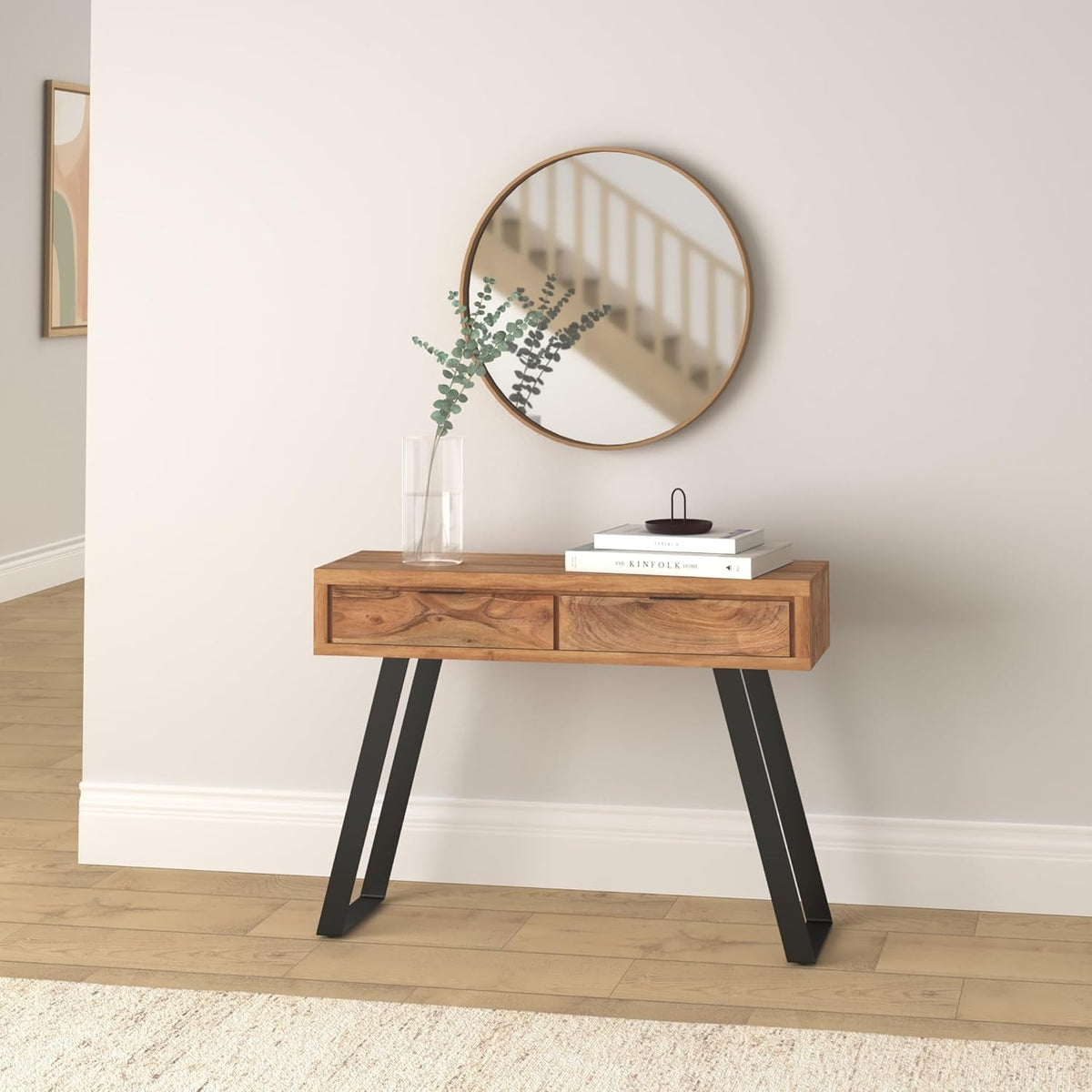 vidaXL Solid Acacia Wood Wall Table with Natural Edge Furniture Console Console Table Haltable Wall Tables Table Haltable Corridor Table Furniture