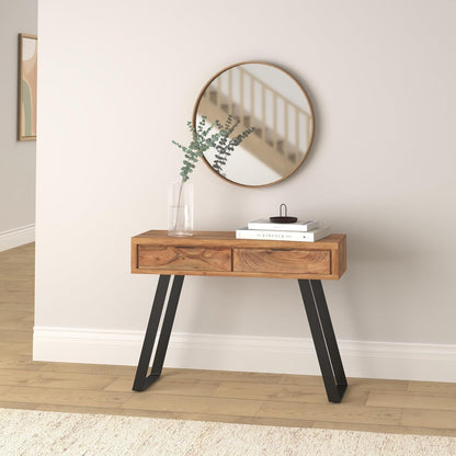 vidaXL Solid Acacia Wood Wall Table with Natural Edge Furniture Console Console Table Haltable Wall Tables Table Haltable Corridor Table Furniture